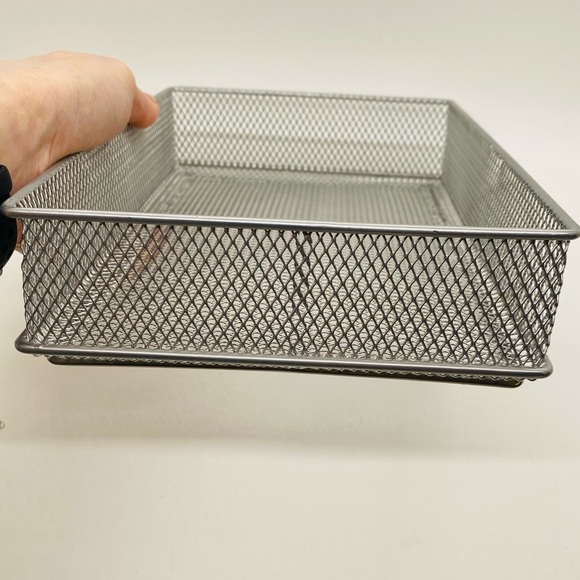 NWOT YBM  Home Silver Mesh Organizer Bin School Supplies Office Desktop 6x9x2 - Picture 5 of 8